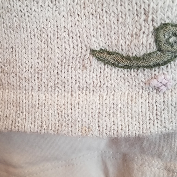 Orvis Cardigan XS 0 Floral Embroidered Oat Cotton Button Front Sweater Gorpcore - Picture 5 of 10